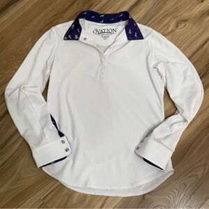 Ovation White Riding Show Shirt, Girls Size 8